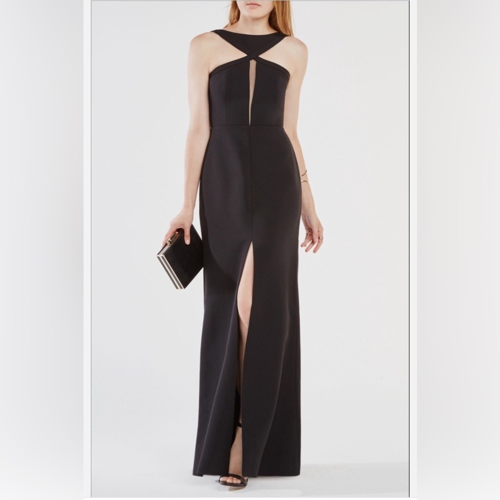 BCBGMAXAZRIA ANGIE CUT OUT FRONT SLIT GOWN MAXI DRESS SIZE 10 - Picture 3 of 17